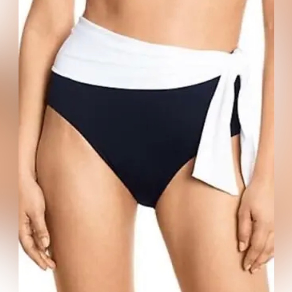 Ralph Lauren Women's Black Bel Air High Waist Sash Bikini Bottom 14 boho cottage